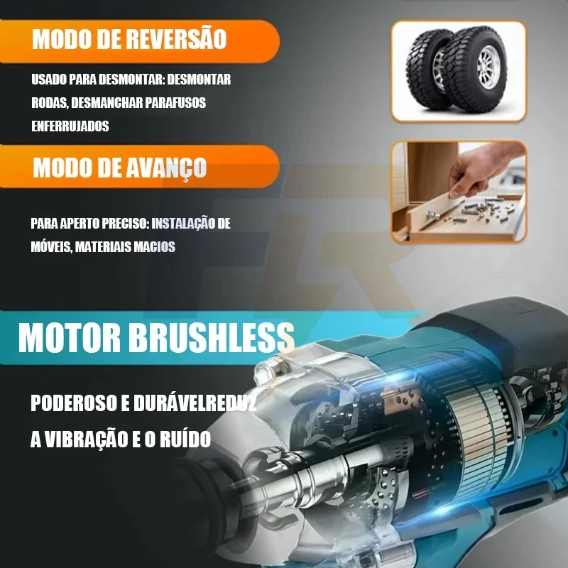 Medidas e especificações técnicas de torque da chave de impacto