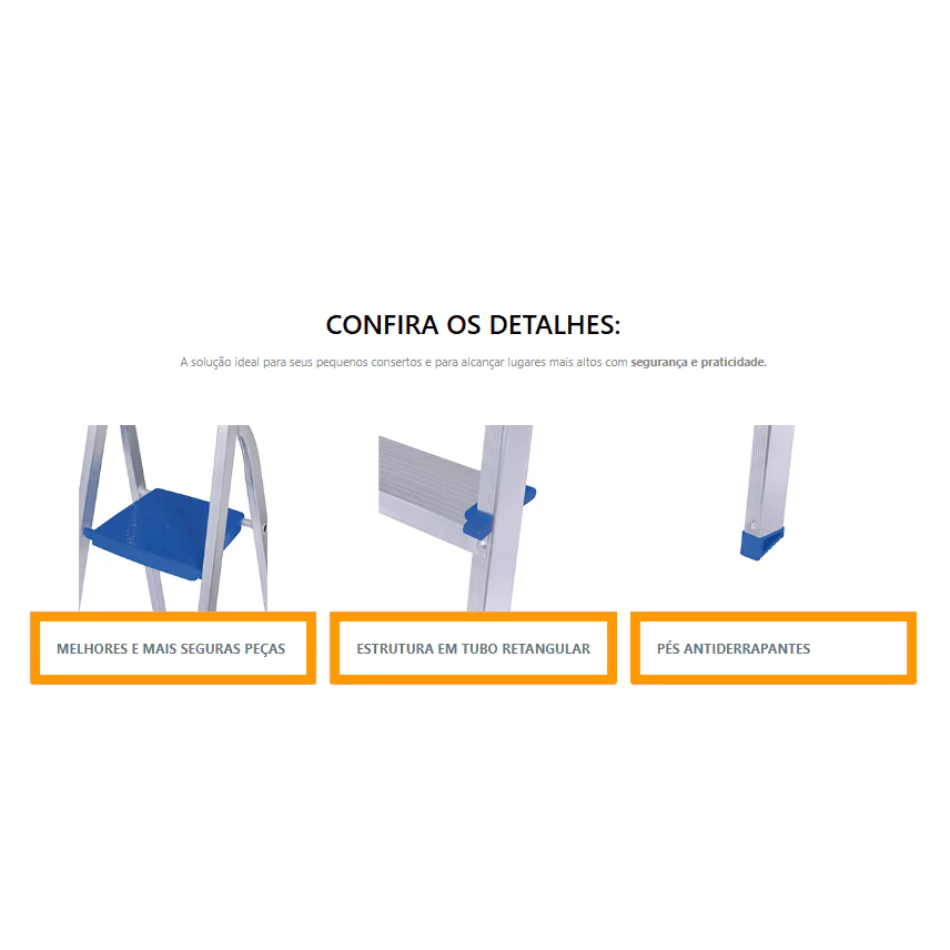 Medidas e especificações da escada de alumínio 7 degraus frete gratis