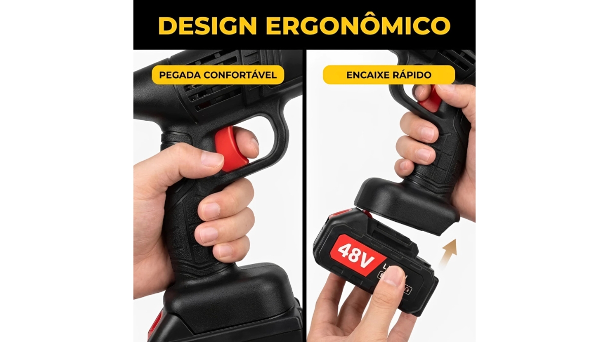 Destaques de design e ergonomia da pistola de pressão