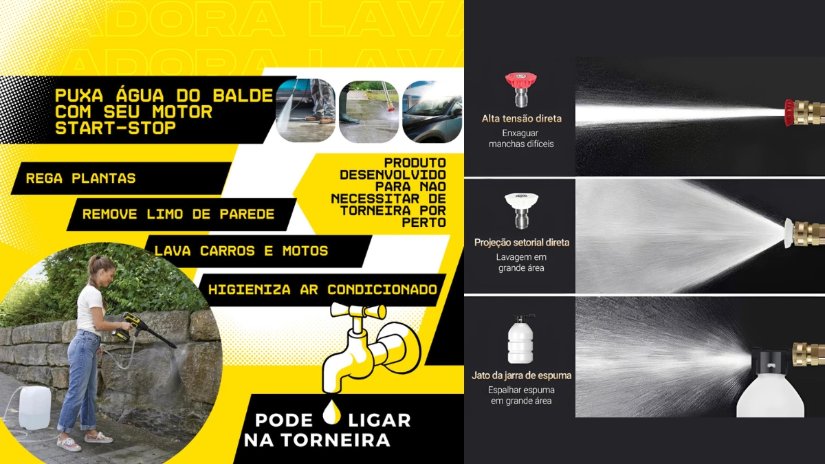 Maleta completa e bicos extras da pistola de limpeza