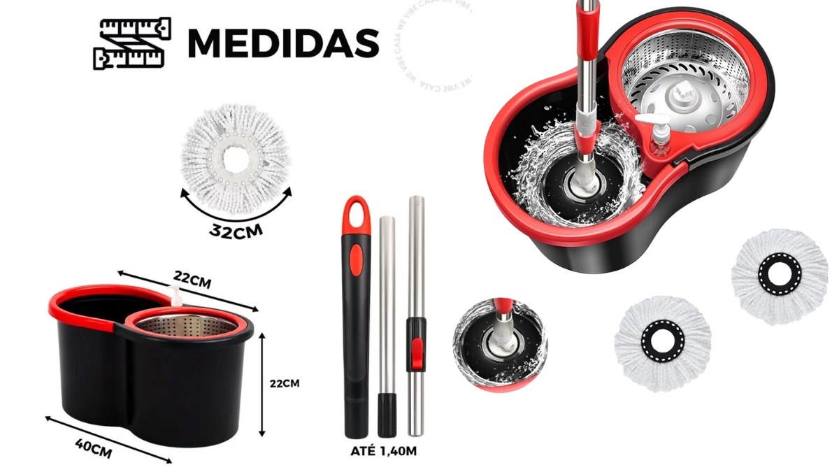 Itens adicionais e kit de complementos do mop inox